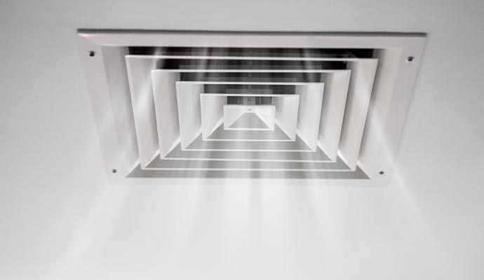 Air duct ventilation system Clean ceiling air duct vent with visible airflow