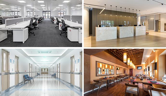 Collage of clean commercial places