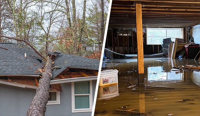 Collage of storm and flood damage