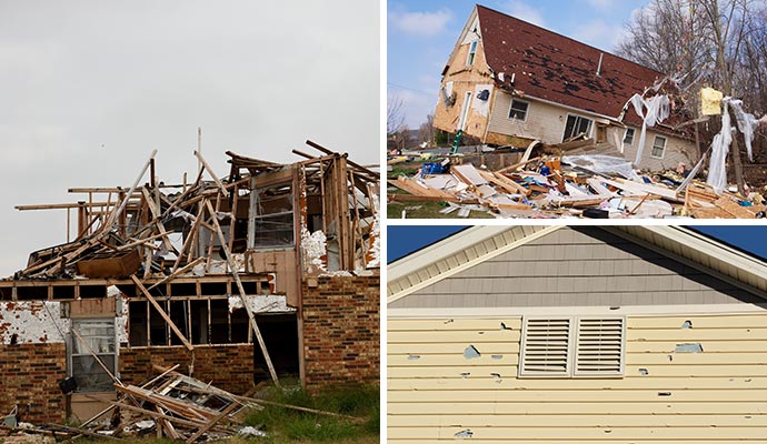 Collage of storm damages