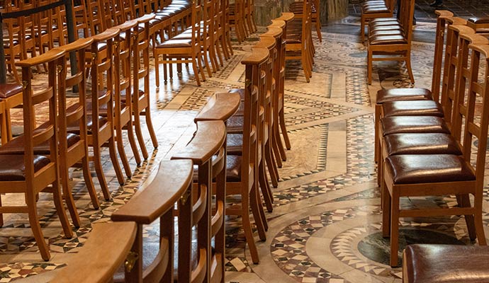 Clean chairs on church