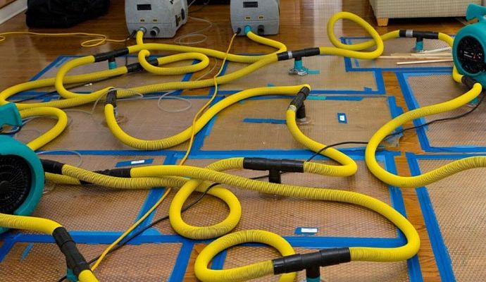 Water damage restoration using equipment Water damage restoration using equipment