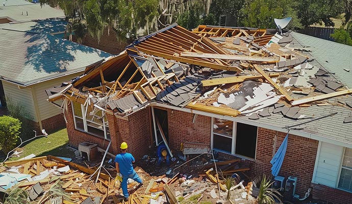 Restoration service for disaster damaged roof