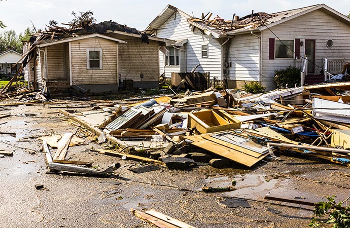Storm damaged residential property