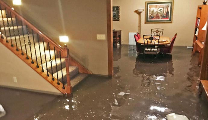 Flood damaged residential home Flood damaged residential home