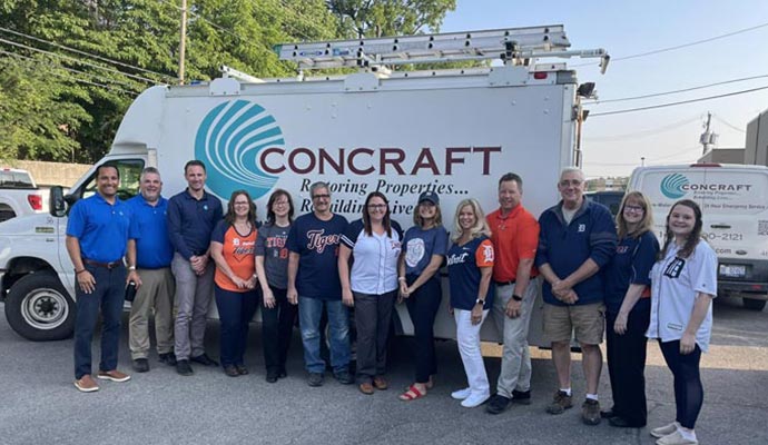 Professional concraft team with service van