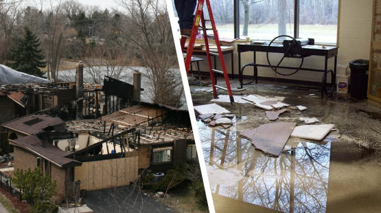 water restoration and fire damaged property